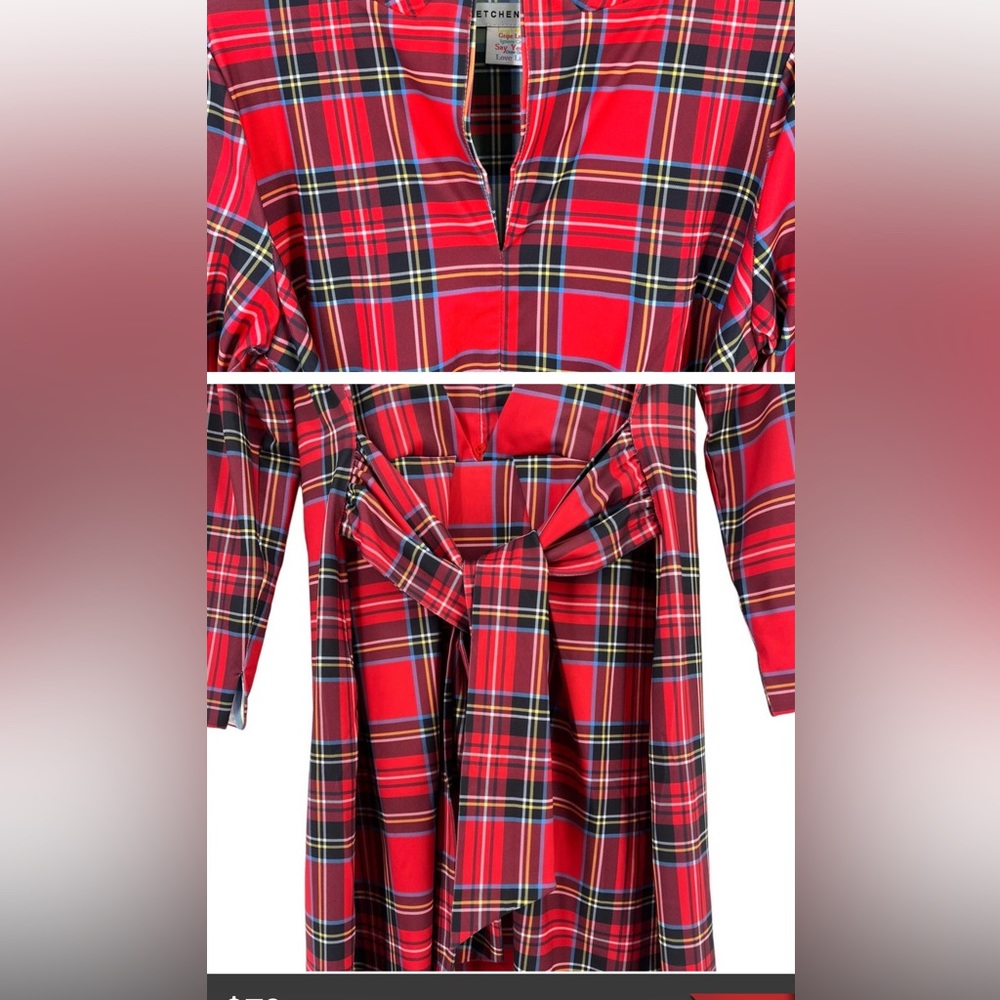 Gretchen Scott Duke Of York Dapper Dress Womens Size XL Red Plaid Holiday